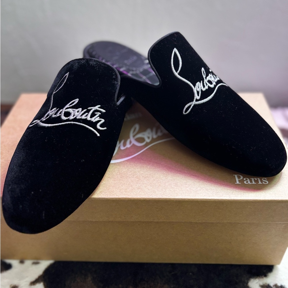 Christian Louboutin Men's Black Velvet Loafers